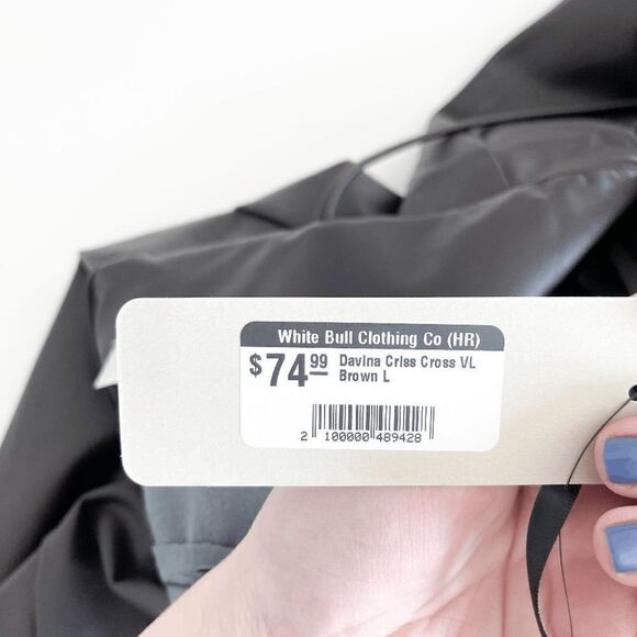 RD Style Womens Midi Dress Davina Criss Cross Sleeveless VL Brown Vegan Large - Picture 5 of 7